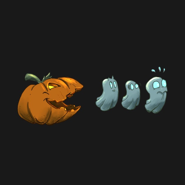 Halloween Pumpkin eating ghosts by Carlos CD