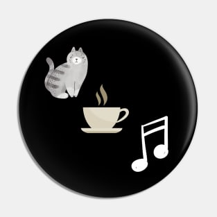 Cats, Coffee, and Music Pin