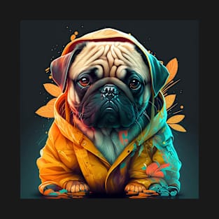 Sweet Cute Pug Puppy Dog dressed like a gangsta T-Shirt