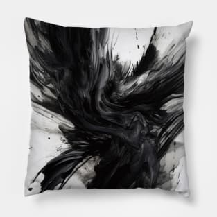 Black Paint Splatter Abstract Art Pillow