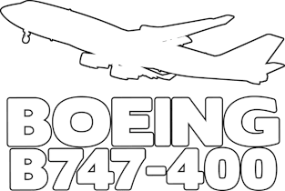 Boeing B747-400 Silhouette Print (White) Magnet