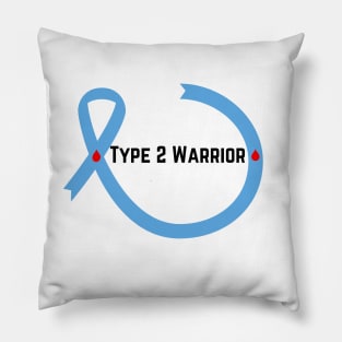 Type 2 Diabetic Awareness Blue Ribbon Warrior Pillow