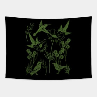 Birds in Green Tapestry