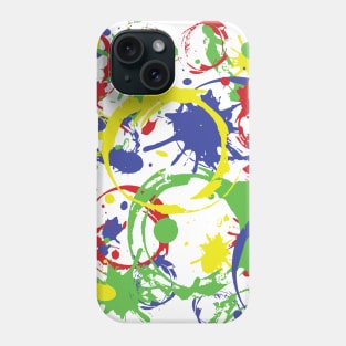 Red, Yellow, Blue and Green Paint Splatter Pattern on White Phone Case