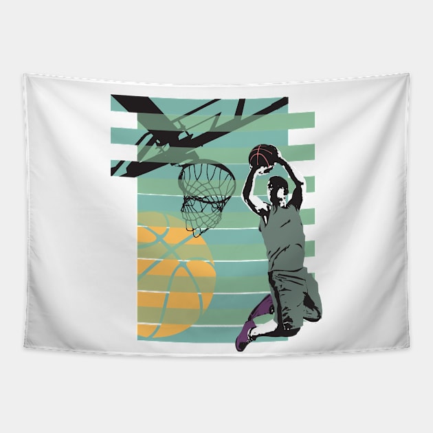 Basketball Slam Dunk Tapestry by Dojaja