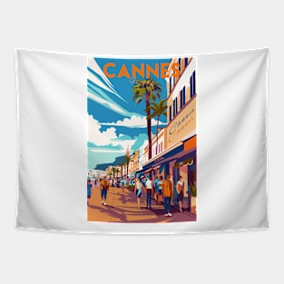 Cannes, France, Vintage Travel Poster Tapestry