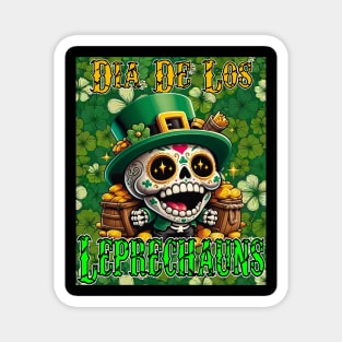 St Patrick's Day - Dia de los Leprechauns (Shamrock Background) Magnet