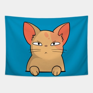 Cute Chubby Suspicious Cat Drawing Illustration Tapestry