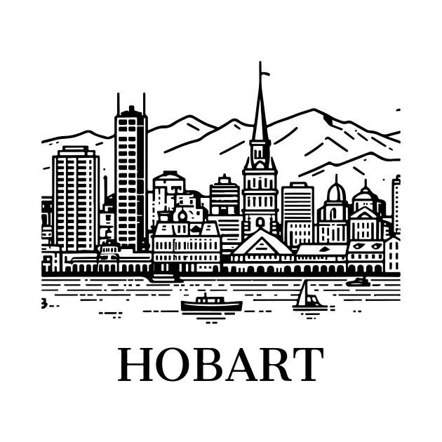 hobart line art illustration by art poo