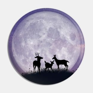 Deer Family on a Moonlit Night Pin