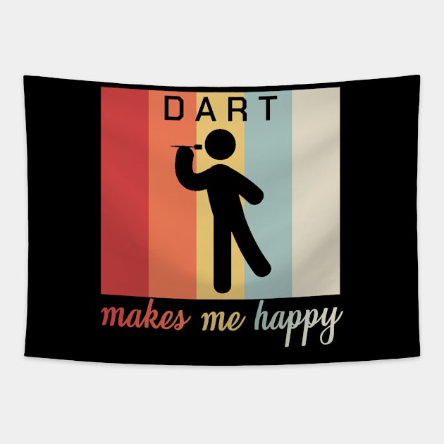 Dart Makes Me Happy Funny Dartplayer Retro Gift Tapestry by bigD