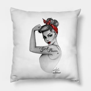 Girl Power by Anne Cha Modern Rosie the Riveter Pillow
