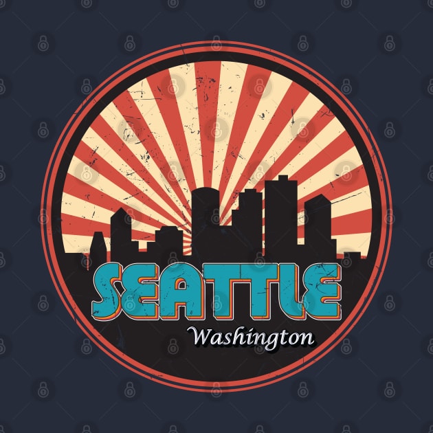 Retro Vintage Seattle Washington State Skyline 80s Souvenir by kalponik