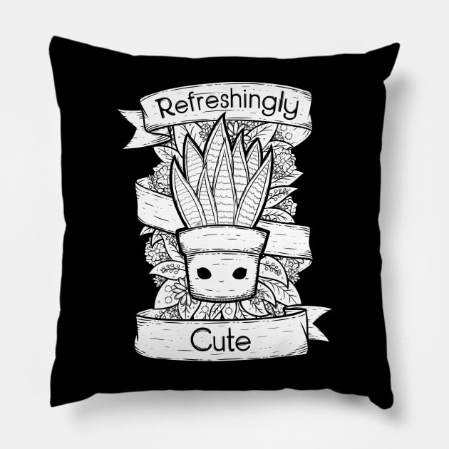 Cute Snake Plant Illustration Pillow by zarya_kiqo