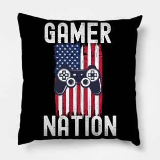 Patriotic Gamer Nation Video Gaming Control Flag Pillow