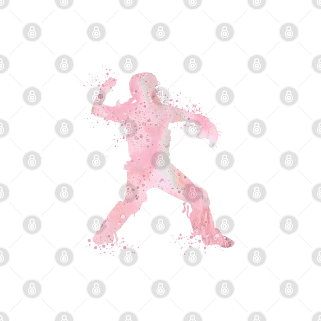 Baseball Girl Catcher Softball Player Blush Pink Watercolor Silhouette by LotusGifts