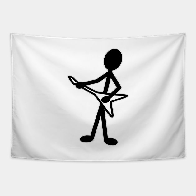 Guitarist Flying V Musician Stick Figure Tapestry by WarriorWoman