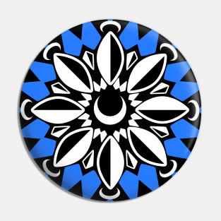 Abstract Moon Flower Print (Blue) Pin