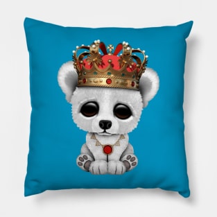 Cute Royal Polar Bear Wearing Crown Pillow