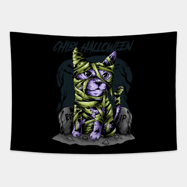 cat zombie Tapestry by FEARGOD COMPANY