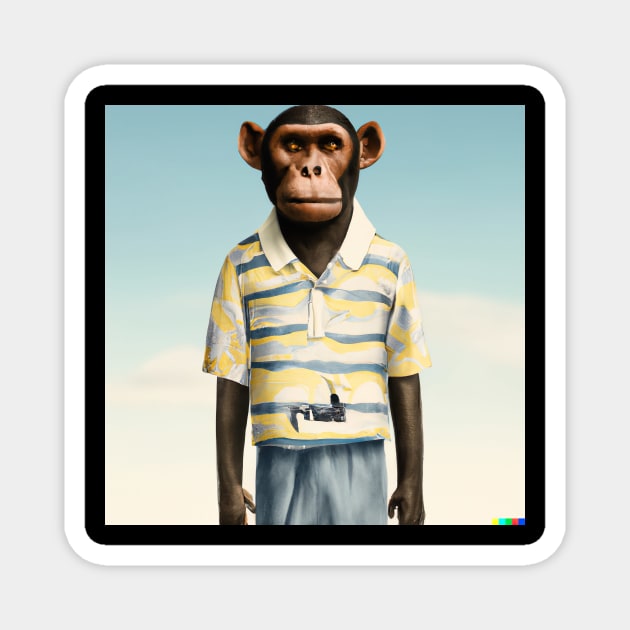 Monkey with Human Clothing Design Funky and colorful Magnet by Eternal Experience