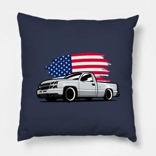 Gray Silverado with USA flag Pillow