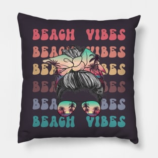 Messy bun retro beach vibes Pillow