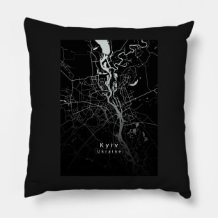 Kyiv Ukraine City Map dark Pillow