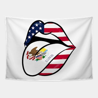 Illinois American Flag Mouth Tapestry