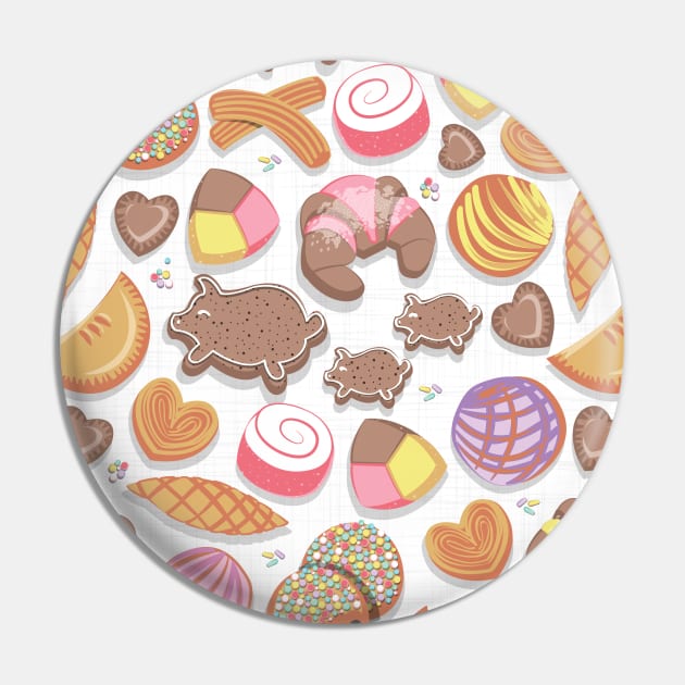 Mexican Sweet Bakery Frenzy // pattern // white background pastel colors pan dulce Pin by SelmaCardoso