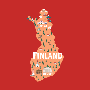 Finland illustraated map T-Shirt