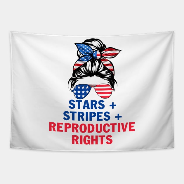 Messy Bun American Flag Stars Stripes Reproductive Rights 4th of Julystars stripes reproductive rights Tapestry by peskybeater