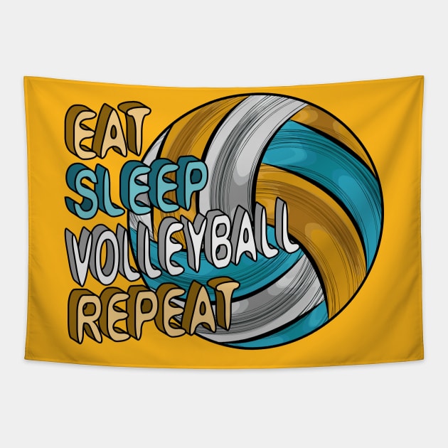 Eat Sleep Volleyball Repeat Tapestry by Designoholic