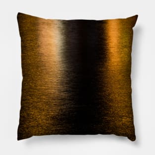 Abstract lights sea shiny bronze black reflection Photo of glistening shiny water Pillow