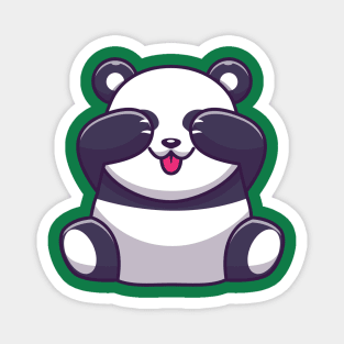 Cute Panda Closing Eyes Cartoon Magnet