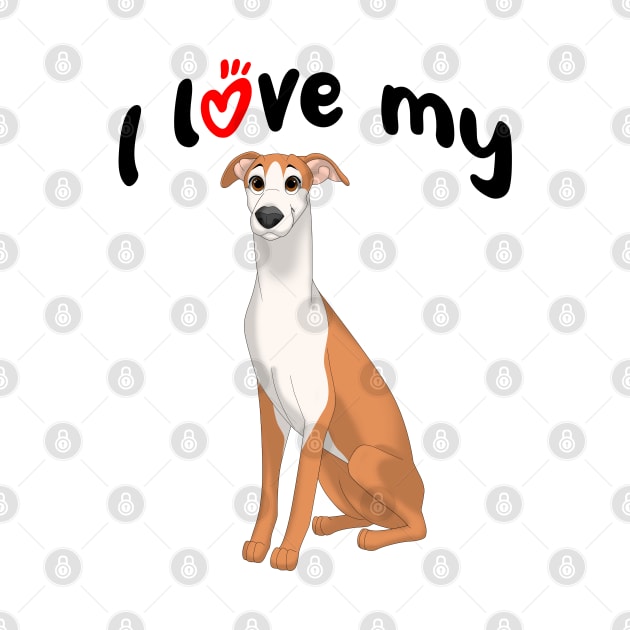 I Love My Red & White Whippet Dog by millersye