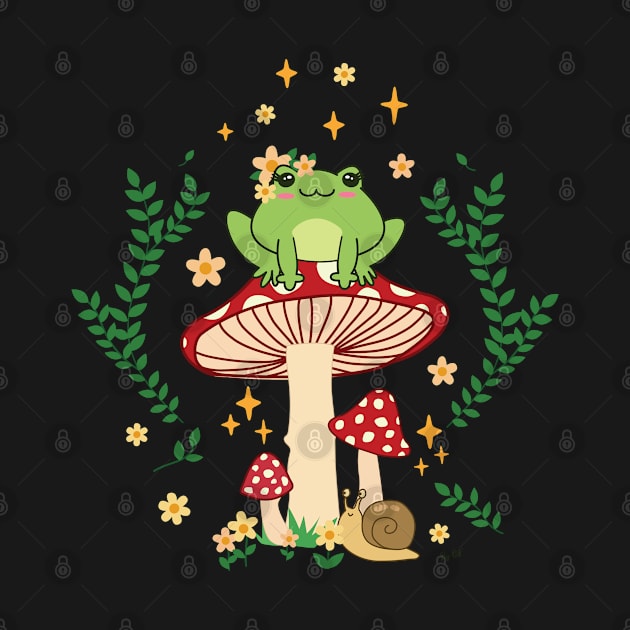 Kawaii Cottagecore Aesthetics Lady frog by Treasured Trends