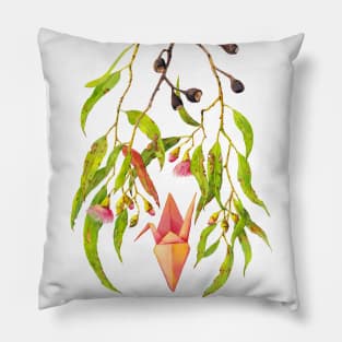 Eucalyptus and Origami Paper Crane Pillow