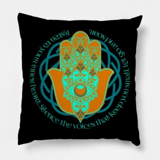 Hamsa Protector. Listen to your inner heart. Silence the voices that keep you small. Let go and soar. Pillow