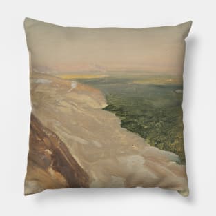 View of a Plain with Damascus, Syria, from the Mountains by Frederic Edwin Church Pillow