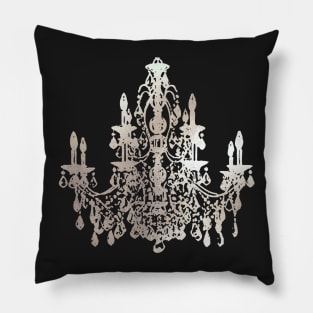 Crystal Chandelier, Faux Silver Pillow