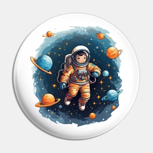 Colorful Astronaut in Space #12 Pin