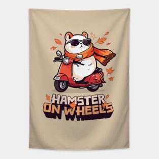 Awesome Autumn Fall Hamster on Wheels T-Shirt Tapestry