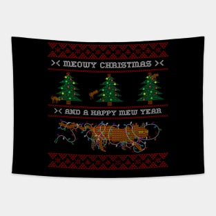 Christmas Cat - Meowy Xmas | Ugly Sweater Tapestry