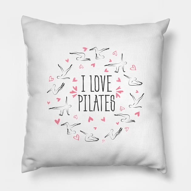 Pilates poses in shape of a circle Pillow by sashica