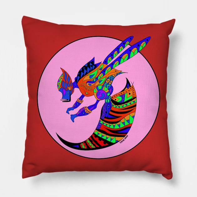 light bee in technicolor madness kaiju ecopop Pillow by jorge_lebeau