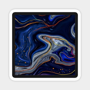 Golden Lines and Dark Bluish Marbling Inkscape Magnet