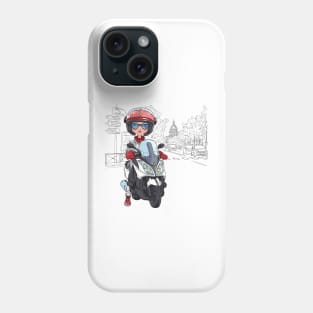 Girl on a scooter in Paris Phone Case