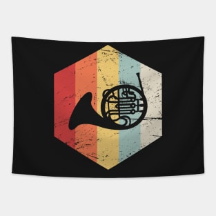 Retro Vintage French Horn Marching Band Icon Tapestry