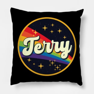 Terry // Rainbow In Space Vintage Style Pillow